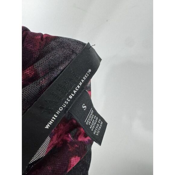 White House Black Market Pink Black LS Mesh Turtleneck Size Small Sheer - Picture 5 of 8